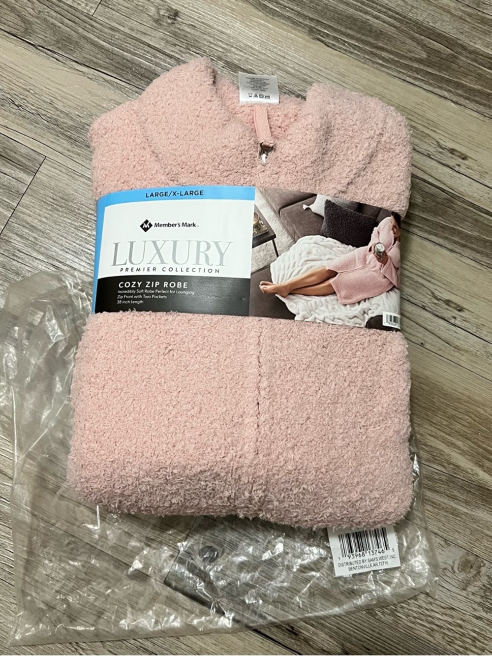 Member's Mark Luxury Cozy Zip Robe - Pink